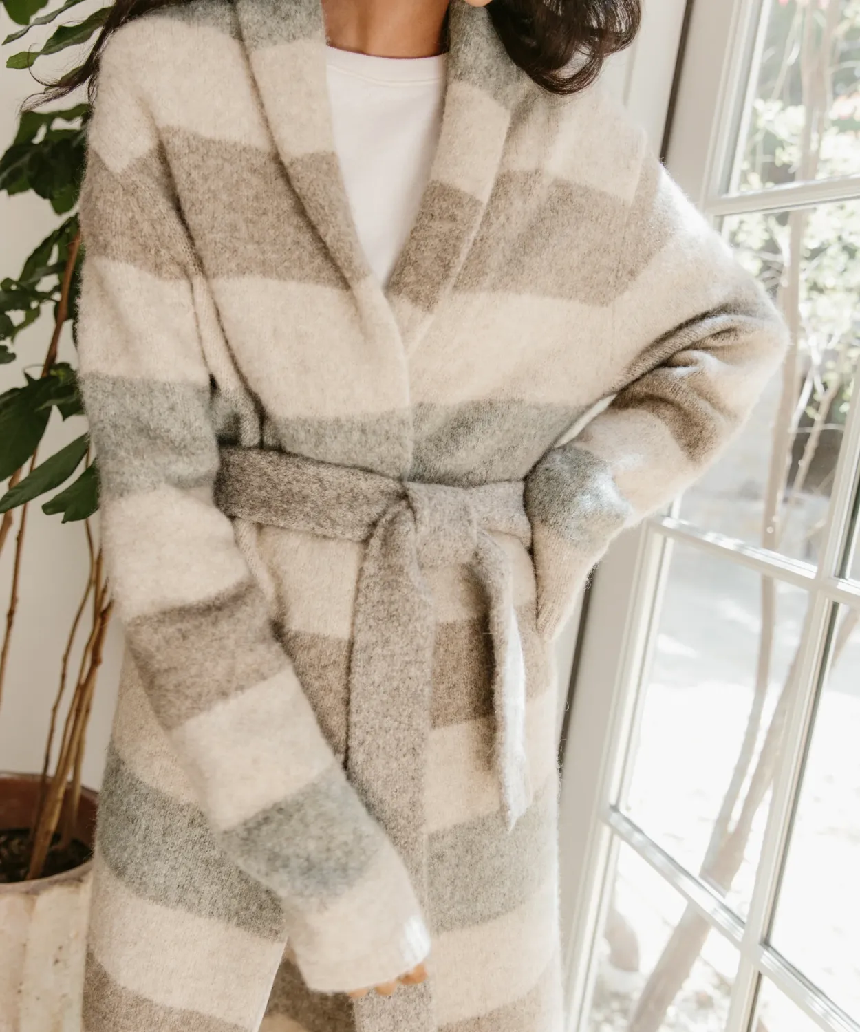 Discount Belted Sweater Coat Women Coats