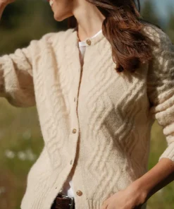 New Cable Crewneck Cardigan Women Cardigans