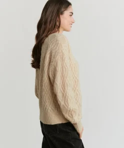 New Cable Crewneck Cardigan Women Cardigans