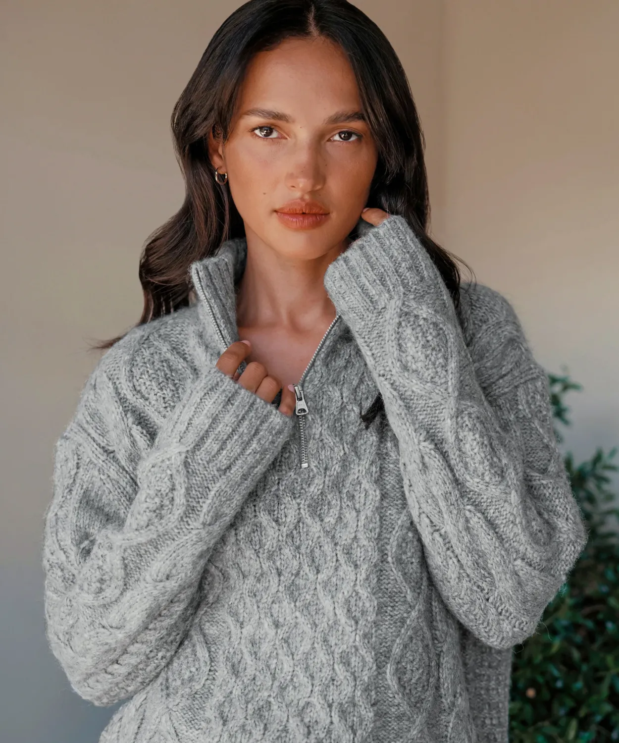 New Cable Half Zip Women Half-Zips