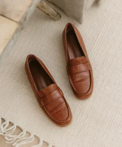 Discount Croc Embossed Loafer Women Flats