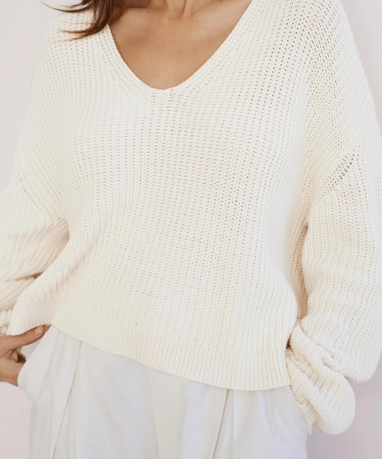 Hot Cropped Cotton Cabin Sweater Women Pullovers