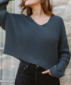 Online Cropped Cotton Cabin Sweater Women Pullovers