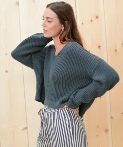Online Cropped Cotton Cabin Sweater Women Pullovers