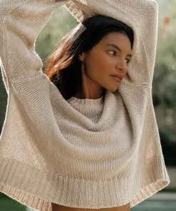 Fashion Cropped Linen Crewneck Women Swim & Beach