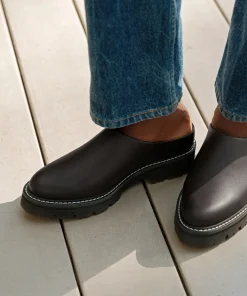 Fashion Leather Lug Mule Women Mules