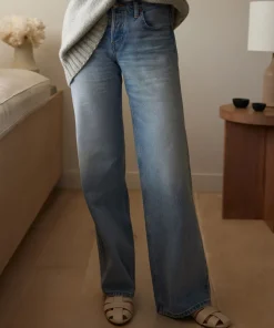 Clearance Mid Rise Wide Leg Women Denim
