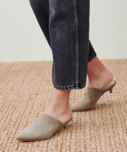 Outlet Oiled Leather Kitten Heel Mule Women Heels