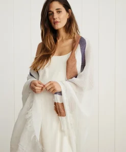 New Striped Linen Shawl Women Shawls & Scarves